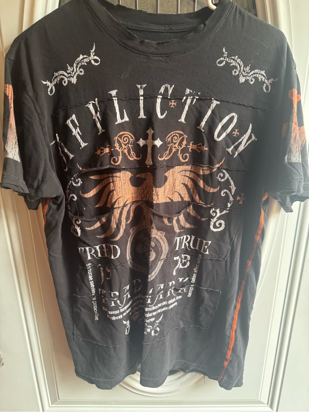 Affliction Tried & True Y2K Distressed Graphic T-Shirt Black